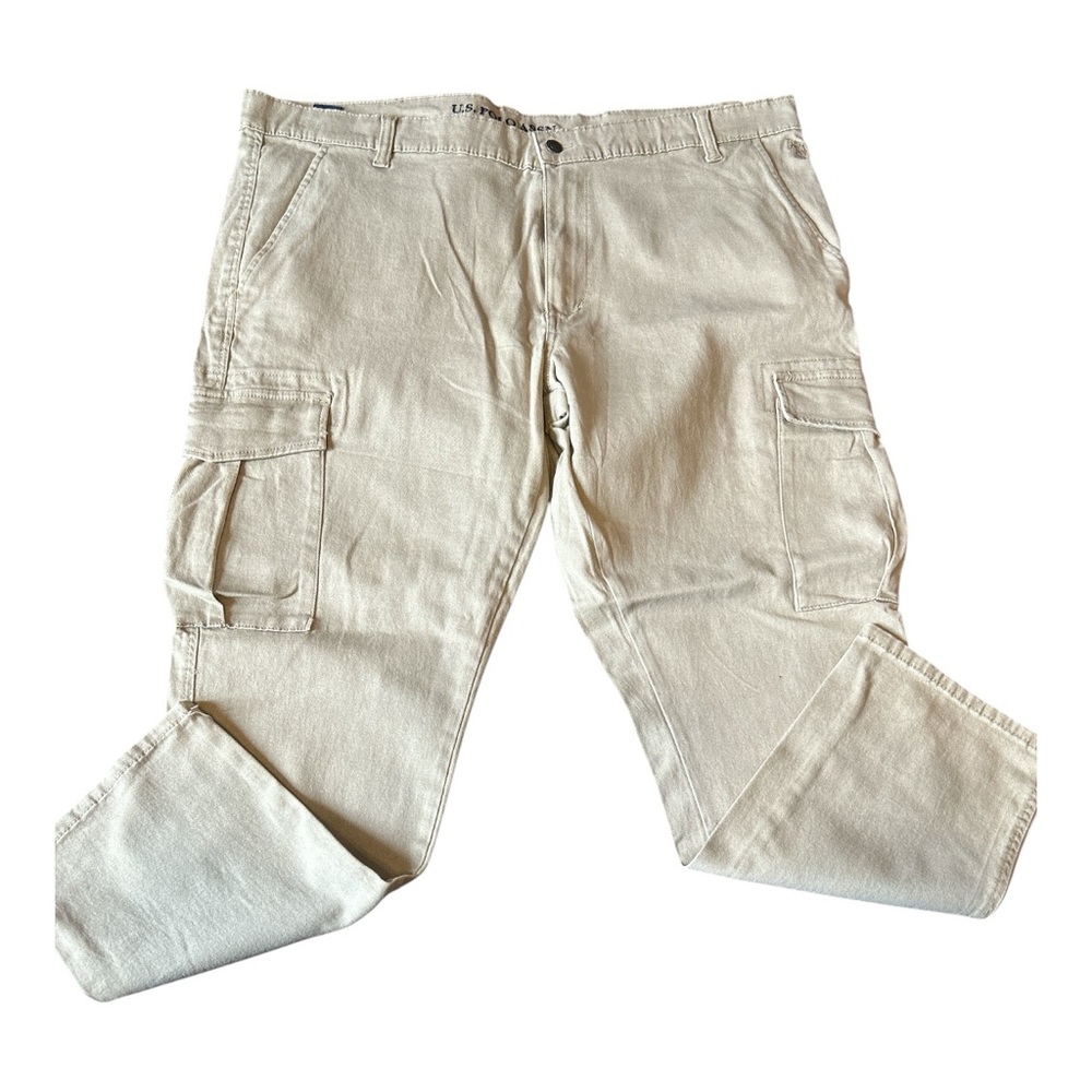 U.S. Polo Assn. Men Activate Stretch Tan Khaki Cargo Pants Size 42/30